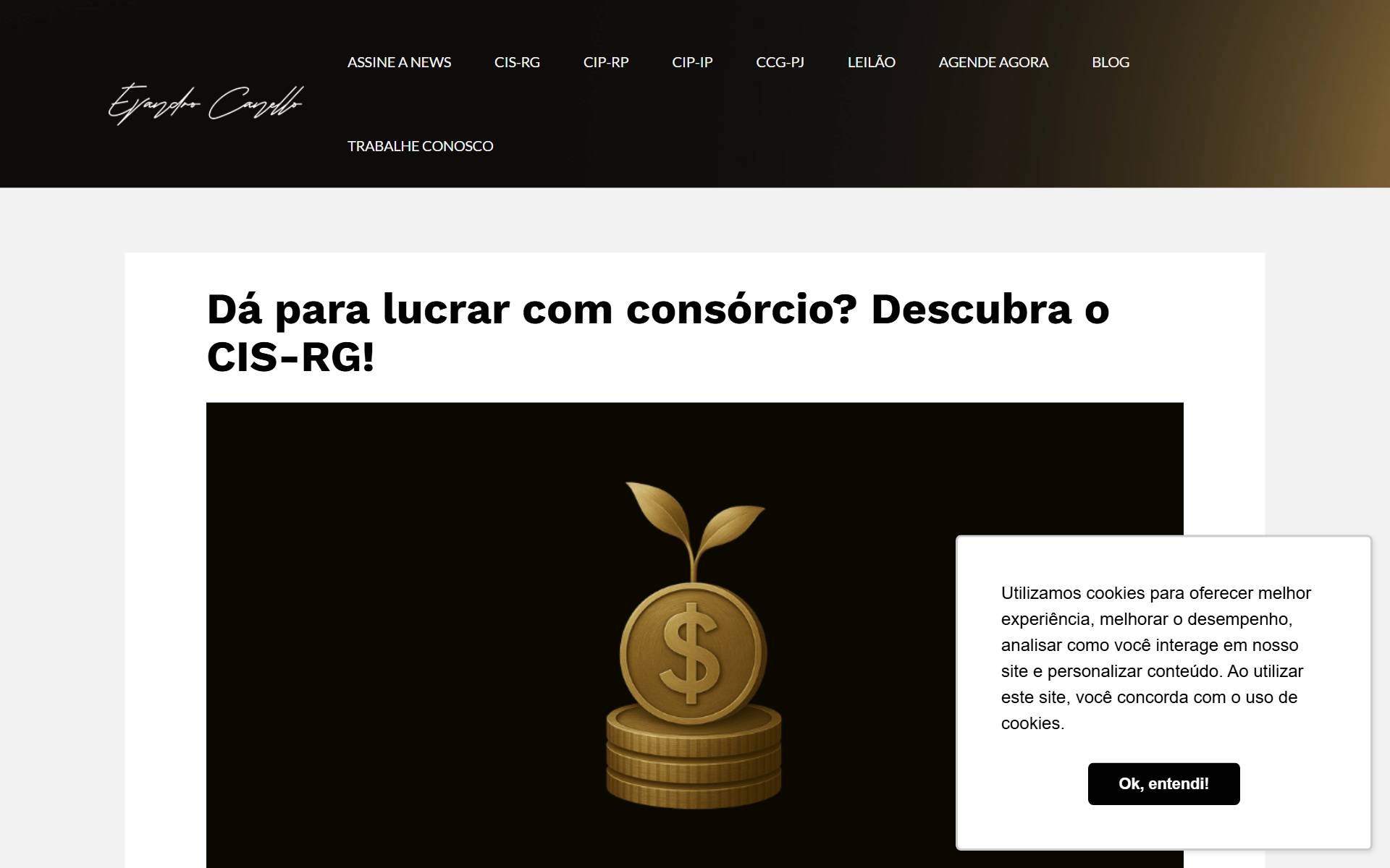 Página de captura Lucrar com Consórcio, funil de Evandro Canello