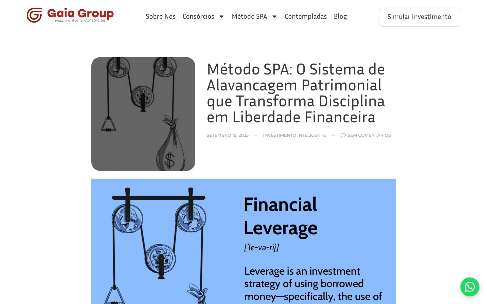 Página do Método SPA no site do Gaia Group, com a explicação do método registrado