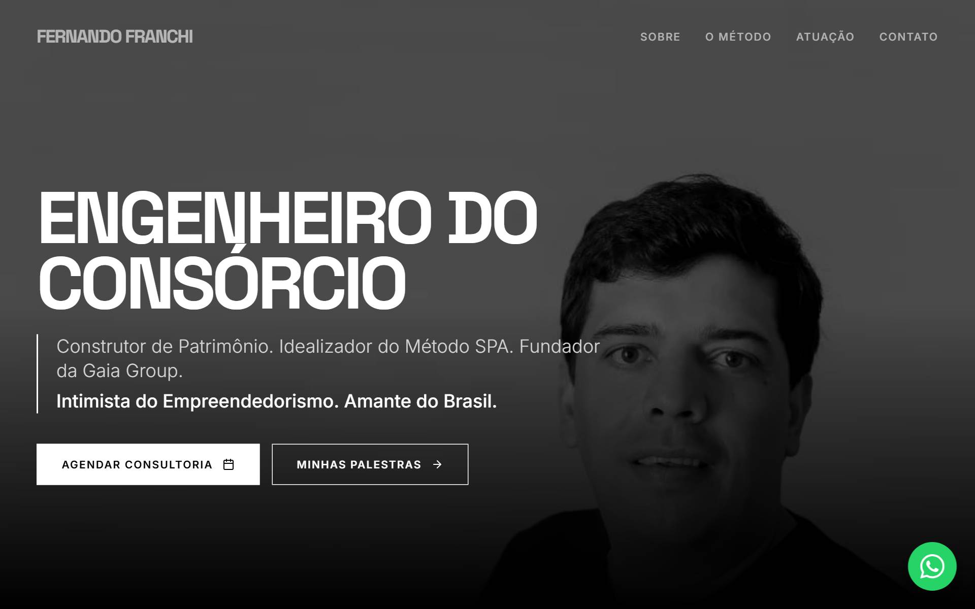 Site pessoal de Fernando Franchi, com apresentação do especialista e do método